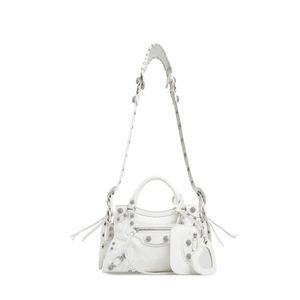 Balenciaga NEO CAGOLE XS Handbag with Rhinestone White